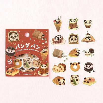 BGM Foil Flake Stickers - Fuwafuwa Animals Vol. 2 Series - Panda Bread