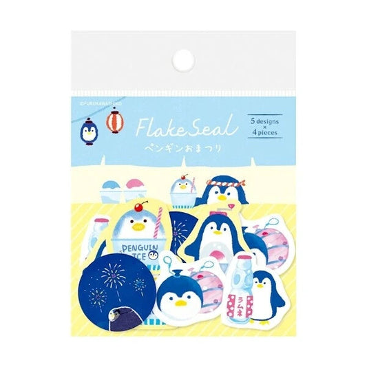 Furukawa Shiko Summer Washi Flake Stickers - Penguin Festival