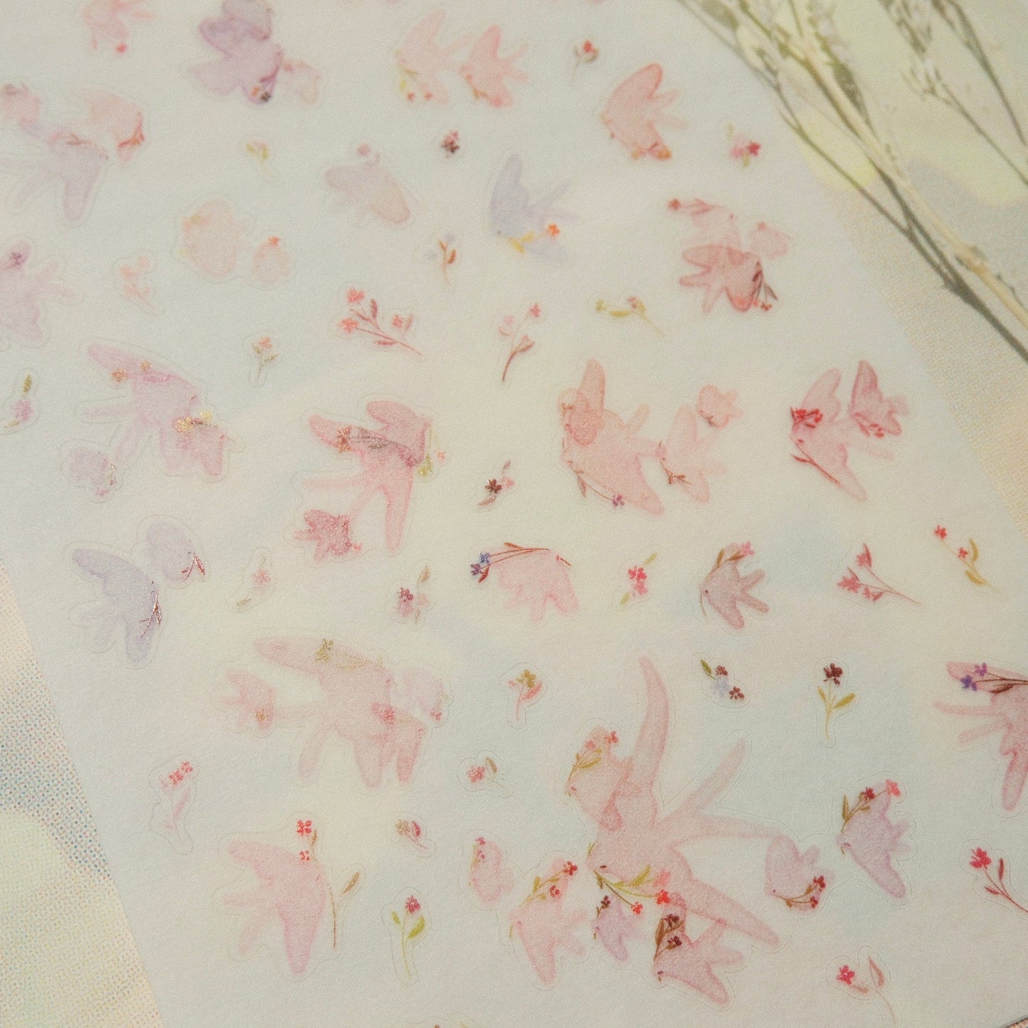 mikan manta - Sticker Sheet - Pink Birds