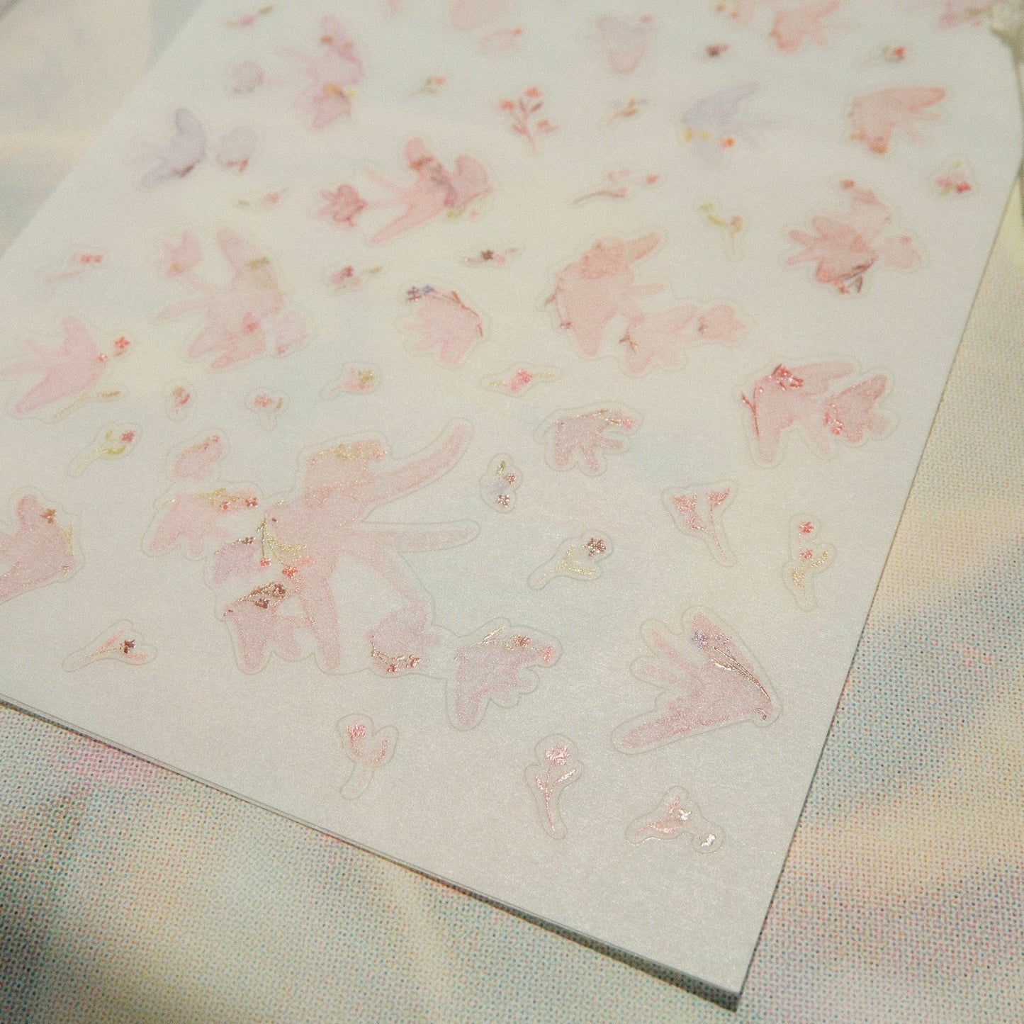 mikan manta - Sticker Sheet - Pink Birds