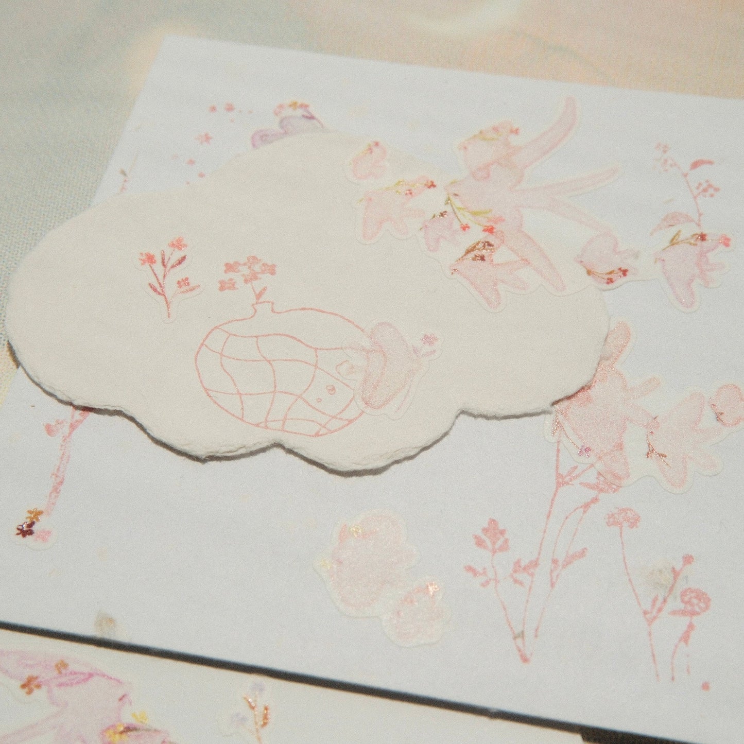 mikan manta - Sticker Sheet - Pink Birds