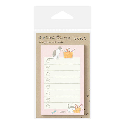 Midori To-Do Sticky Notes - Pink Cat