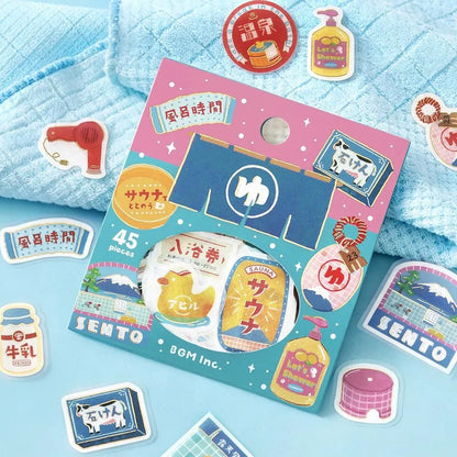 BGM Foil Flake Stickers - A Retro Stroll Series - Public Bathhouse