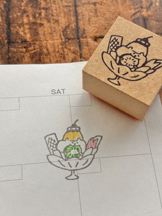 Spica Garden Wood Stamp - muu-chan Series - Pudding à la mode