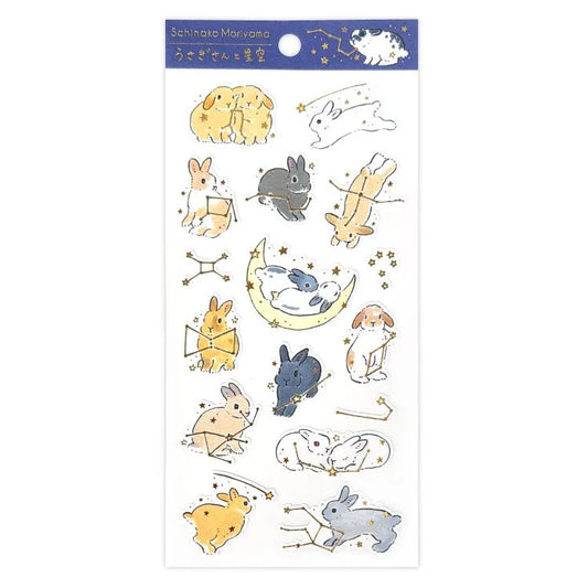 Schinako Moriyama Sticker Sheet - Rabbit and Starry Sky