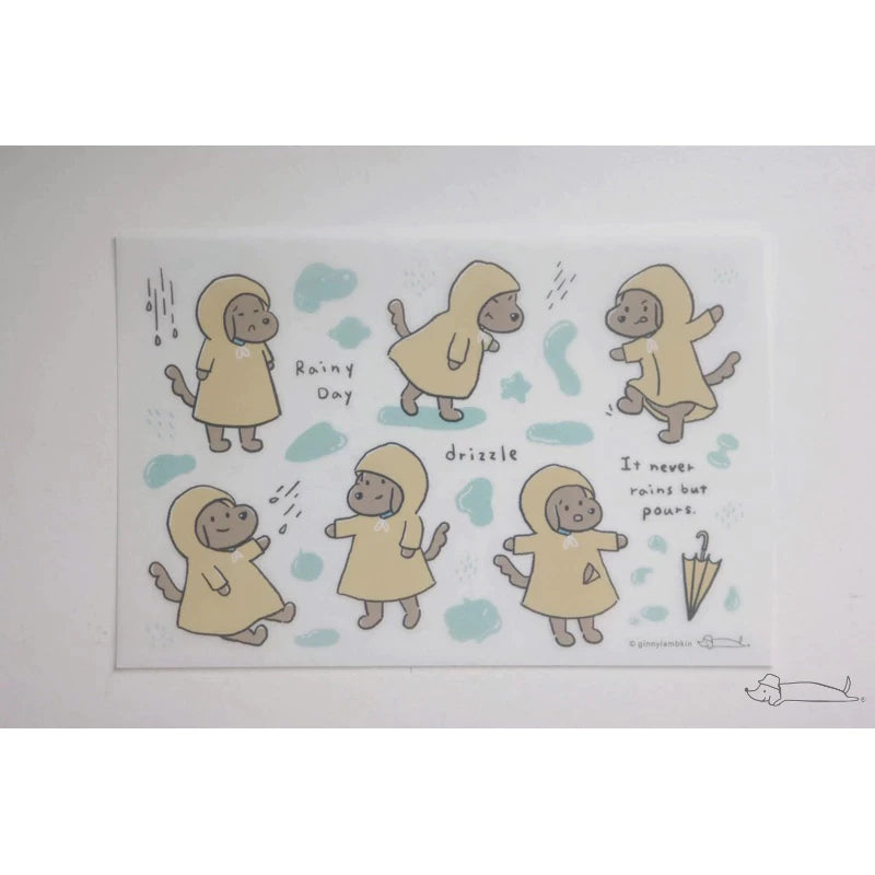 Ginny Lambkin - Transfer Sticker Sheet - Rainy Day