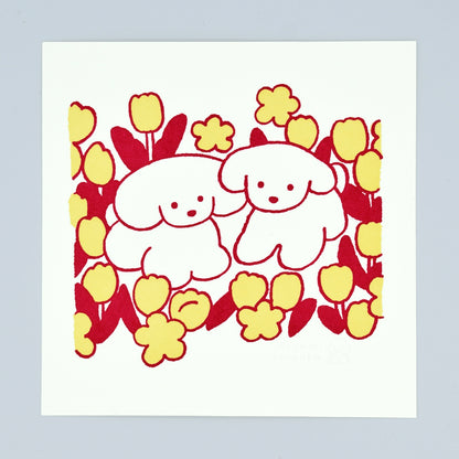 Natsumi Teraoka - Letterpress Art Print - Red Flower