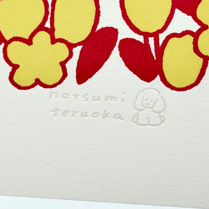 Natsumi Teraoka - Letterpress Art Print - Red Flower