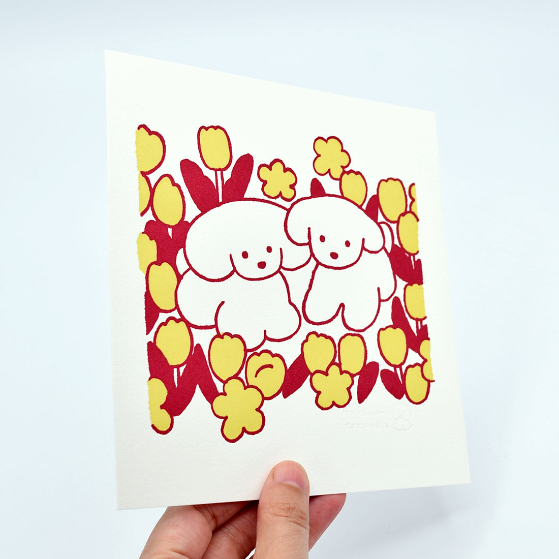 Natsumi Teraoka - Letterpress Art Print - Red Flower