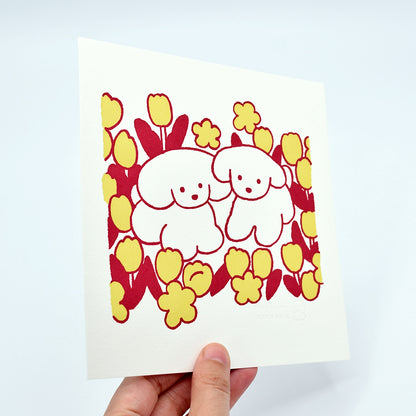 Natsumi Teraoka - Letterpress Art Print - Red Flower