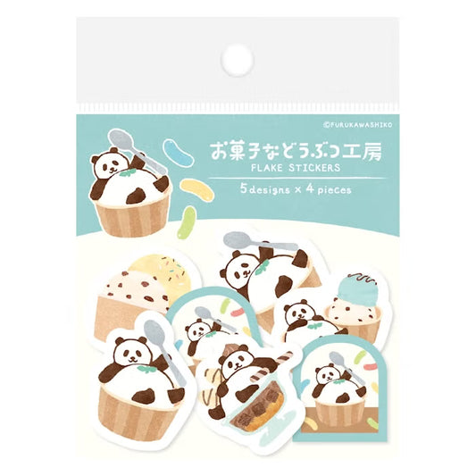 Furukawashiko Washi Flake Stickers - Sweets Animal Workshop Vol. 3 - Relaxed Panda