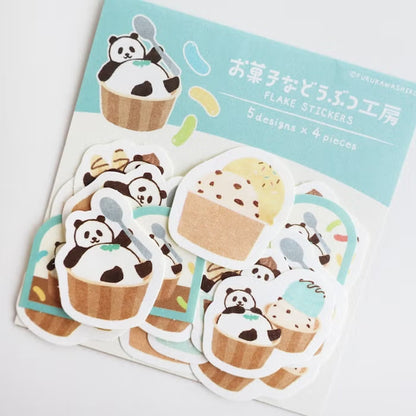 Furukawashiko Washi Flake Stickers - Sweets Animal Workshop Vol. 3 - Relaxed Panda