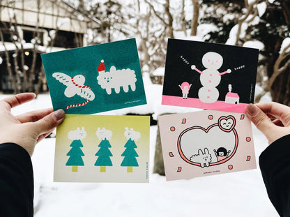 Yohand Studio - Risograph Christmas Mini Cards - Set of 4