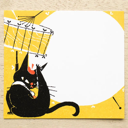 Cozyca x Kuroneko Design - Block Memo Pad - Robin The Black Cat