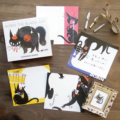 Cozyca x Kuroneko Design - Block Memo Pad - Robin The Black Cat