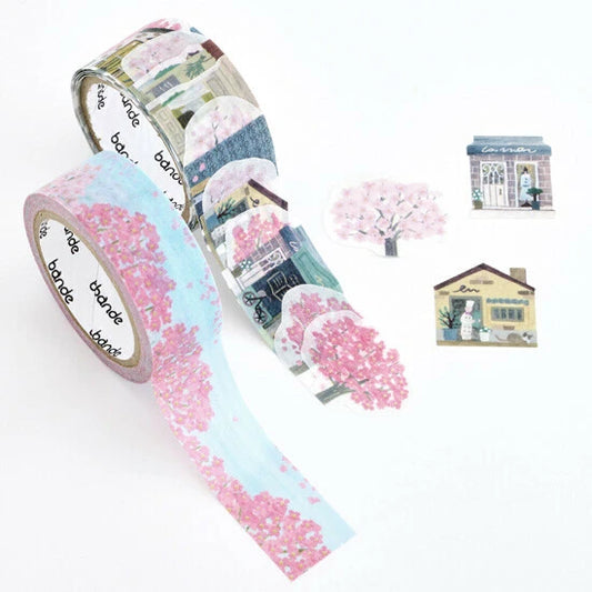 Bande Washi Tape Sticker Roll Set - Sakura Walking Path