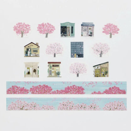 Bande Washi Tape Sticker Roll Set - Sakura Walking Path