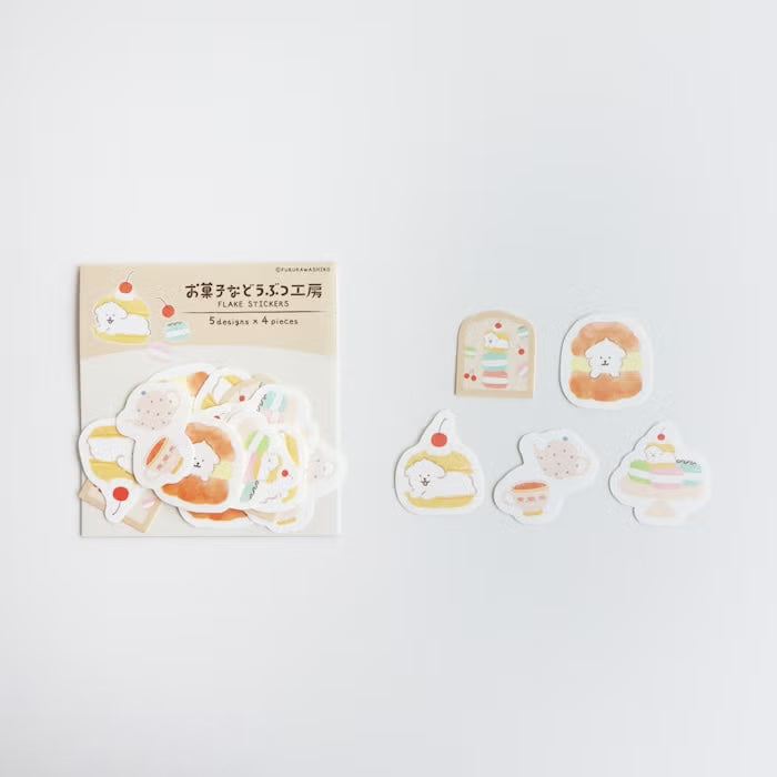 Furukawashiko Washi Flake Stickers - Sweets Animal Workshop Vol. 3 - Sandwiched Doggy
