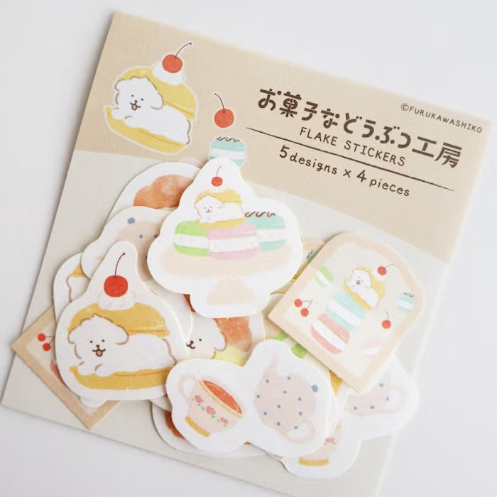 Furukawashiko Washi Flake Stickers - Sweets Animal Workshop Vol. 3 - Sandwiched Doggy