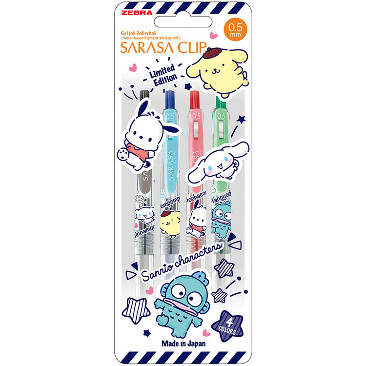 Zebra Sarasa Clip Gel Pen - 4 Color Set - 0.5mm - Sanrio Limited Edition