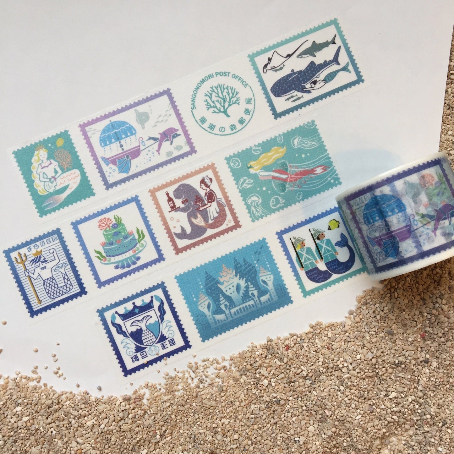 Kyupodo - Coral Forest Post Office Washi Tape - Sea Kingdom