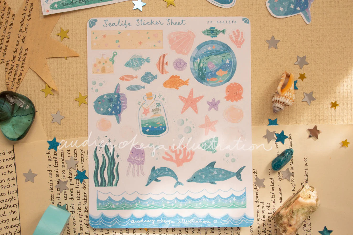 Okeya Stationery Co. - Sticker Sheet - Sealife Underwater
