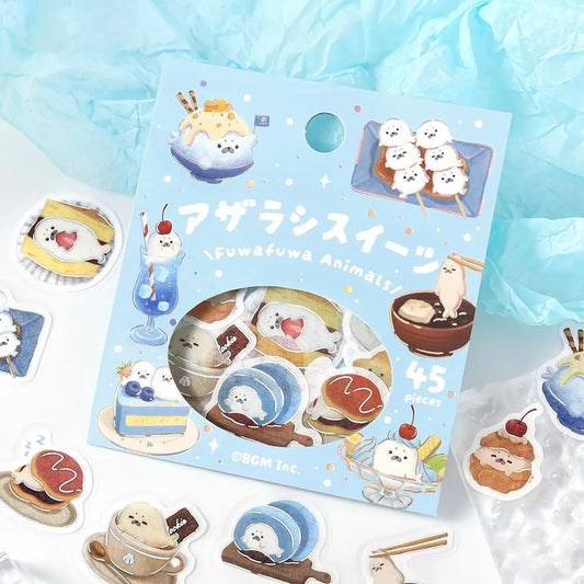BGM Foil Flake Stickers - Fuwafuwa Animals Vol. 2 Series - Seal Sweets