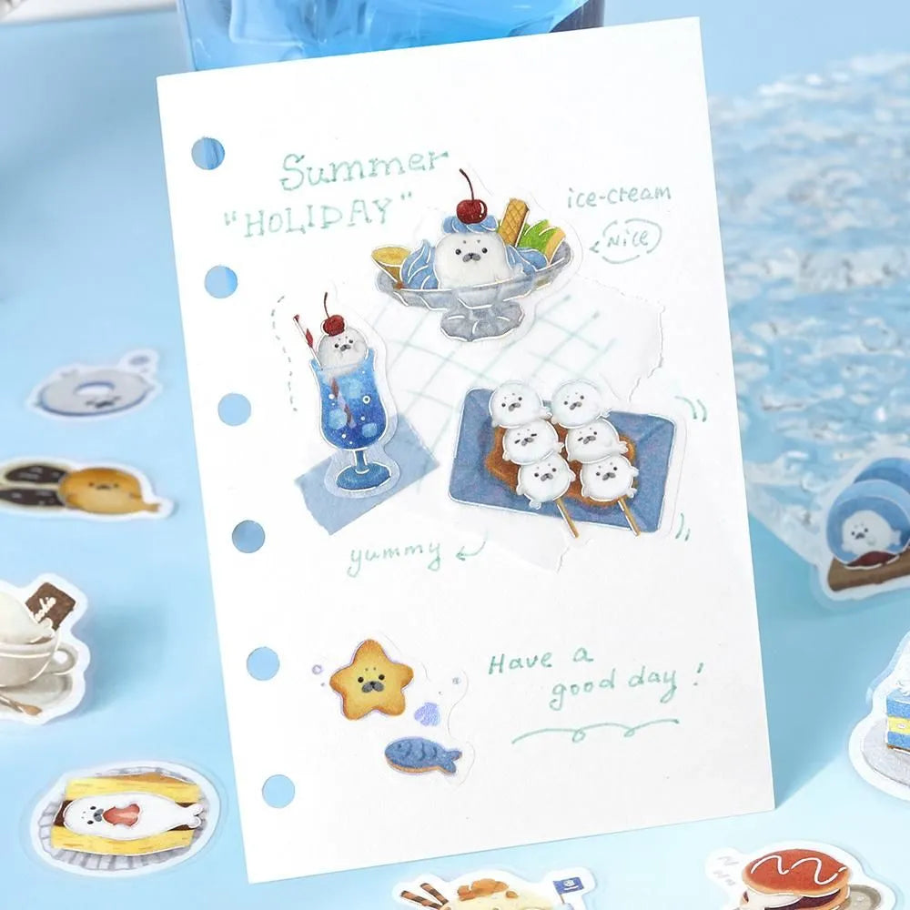 BGM Foil Flake Stickers - Fuwafuwa Animals Vol. 2 Series - Seal Sweets