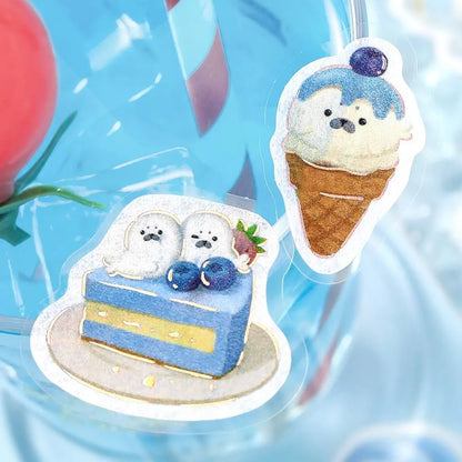BGM Foil Flake Stickers - Fuwafuwa Animals Vol. 2 Series - Seal Sweets