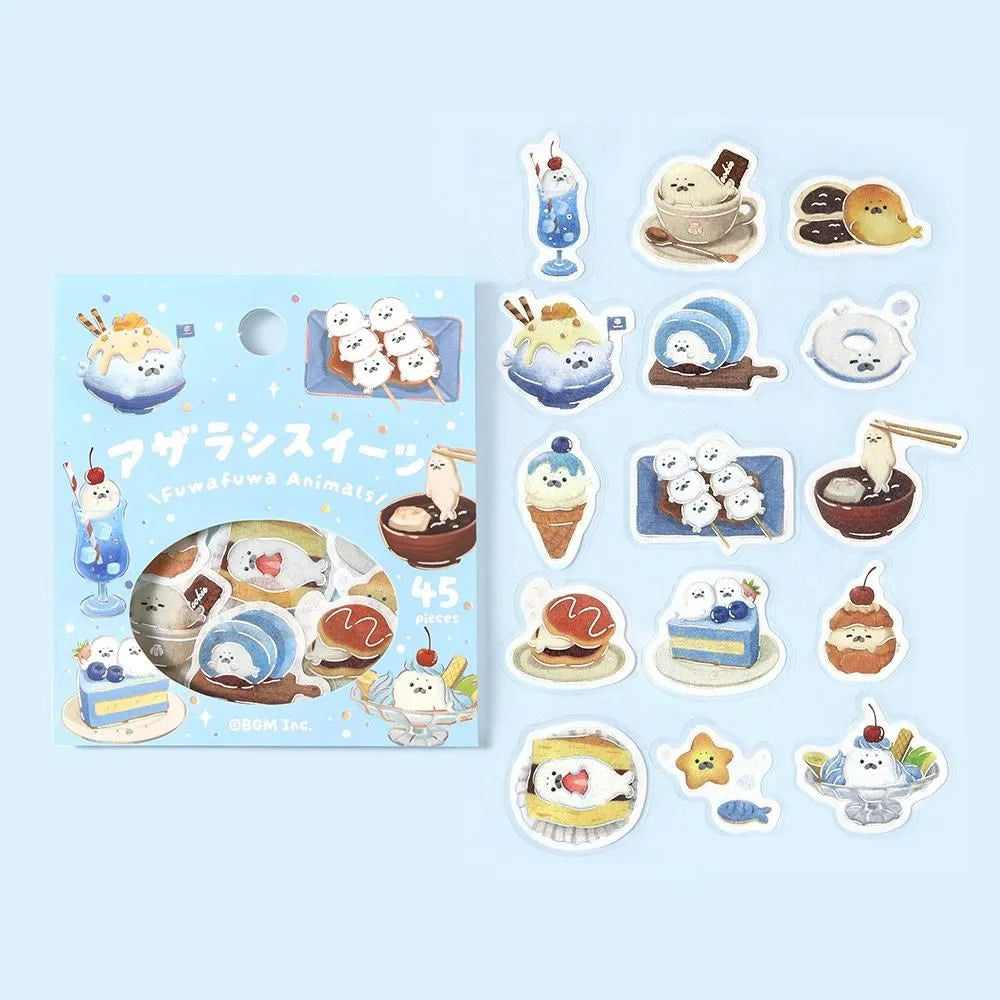 BGM Foil Flake Stickers - Fuwafuwa Animals Vol. 2 Series - Seal Sweets