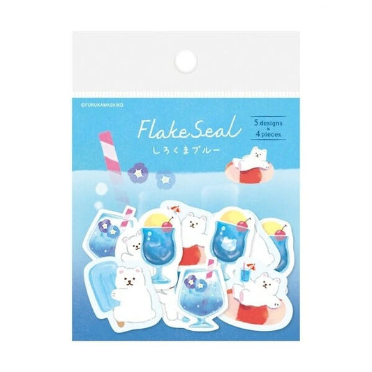 Furukawa Shiko Summer Washi Flake Stickers - Shirokuma Blue