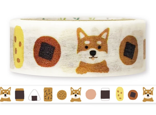 Shinzi Katoh Washi Tape - Nichinichi - Shiba Inu and Rice Crackers