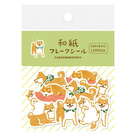 Furukawashiko Washi Flake Stickers - Shiba Inu