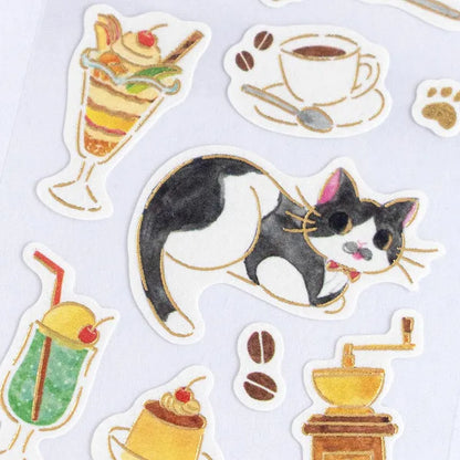 NB Gold Foil Retro Sticker Sheet - Nekorobi Series - Shigezaburo