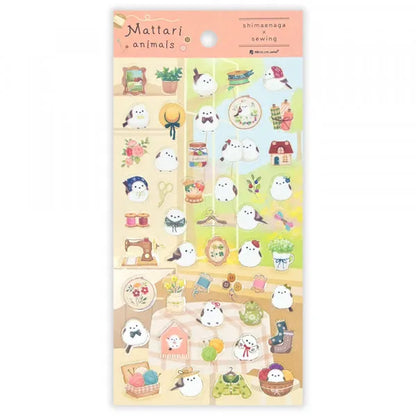 NB Large Sticker Sheet - Mattari Animals - Shimaenaga and Sewing