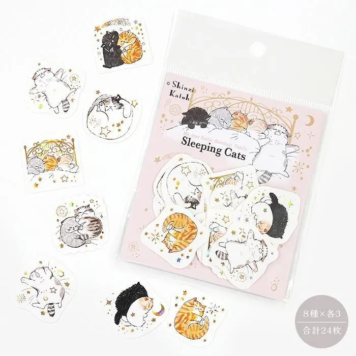Shinzi Katoh Kirapika Flake Stickers - Sleeping Cats