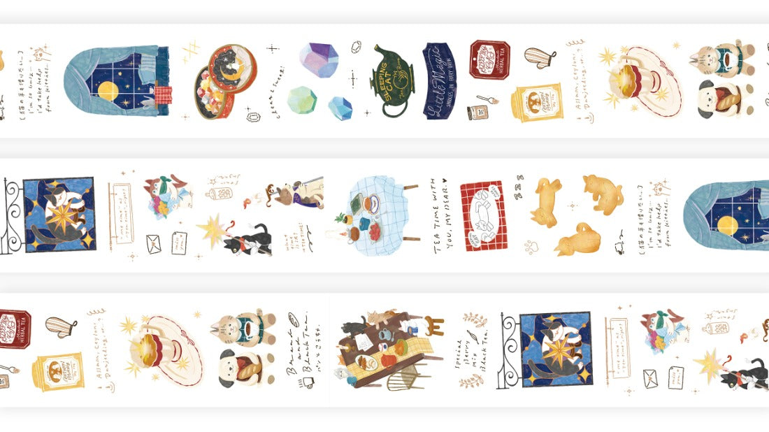 OURS x Koopa - Kiss-Cut PET Tape - 2026 Spring Tea Room Collection - Sleeping Cat Tea Room