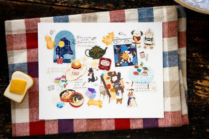 OURS x Koopa - Kiss-Cut PET Tape - 2026 Spring Tea Room Collection - Sleeping Cat Tea Room