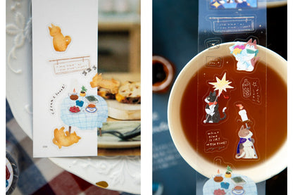 OURS x Koopa - Kiss-Cut PET Tape - 2026 Spring Tea Room Collection - Sleeping Cat Tea Room