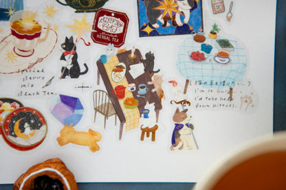 OURS x Koopa - Kiss-Cut PET Tape - 2026 Spring Tea Room Collection - Sleeping Cat Tea Room