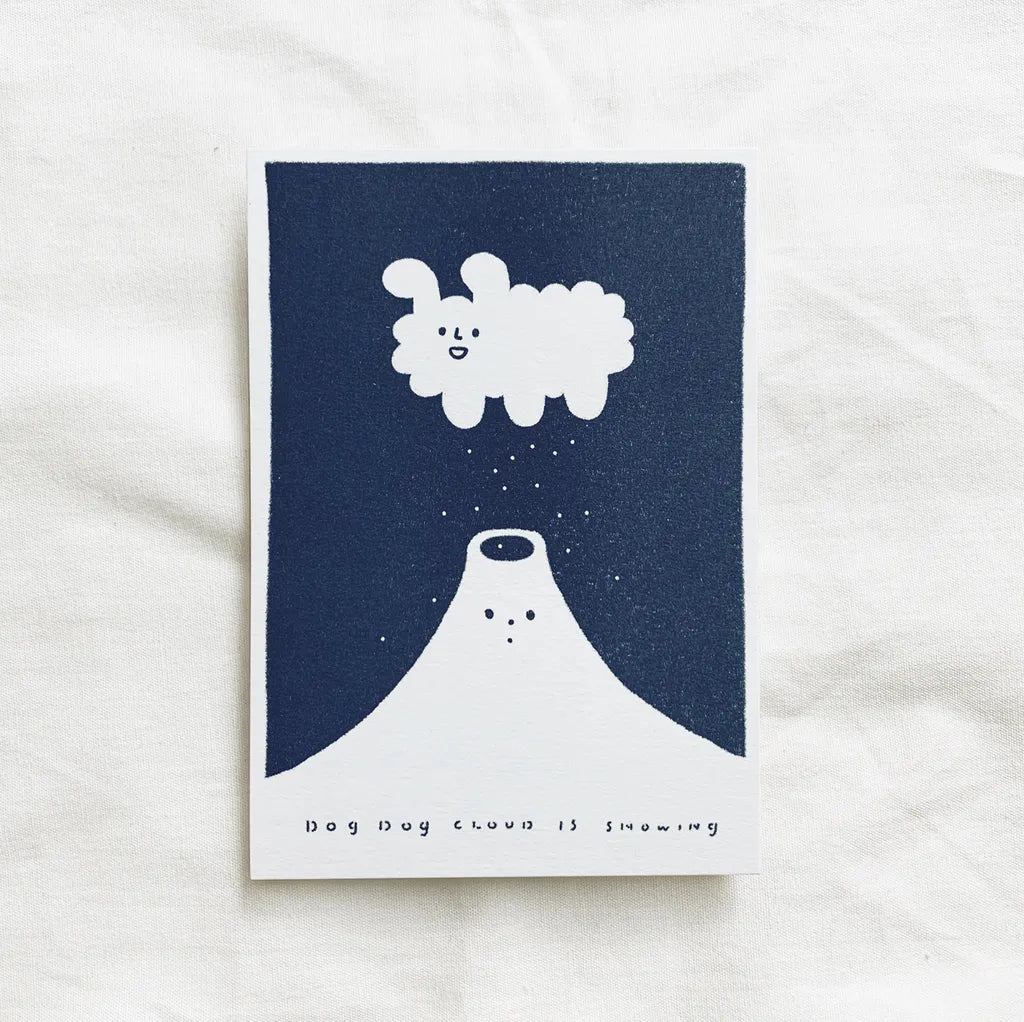 Yohand Studio - Risograph Postcard - Snowy Dog Cloud