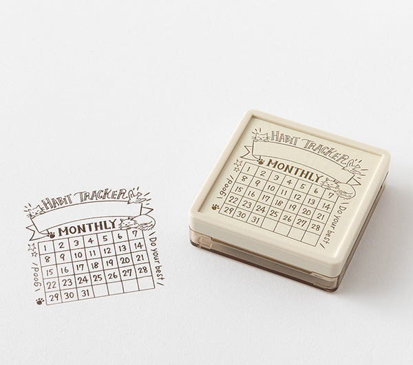 Midori Paintable Stamp - Soft Color - Cat Habit Tracker