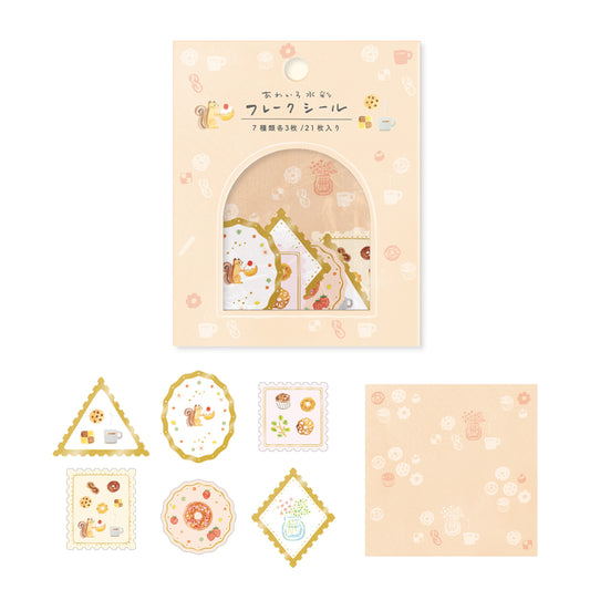 RYU-RYU x Honjo Ayako - Flake Stickers - Squirrels and Snacks