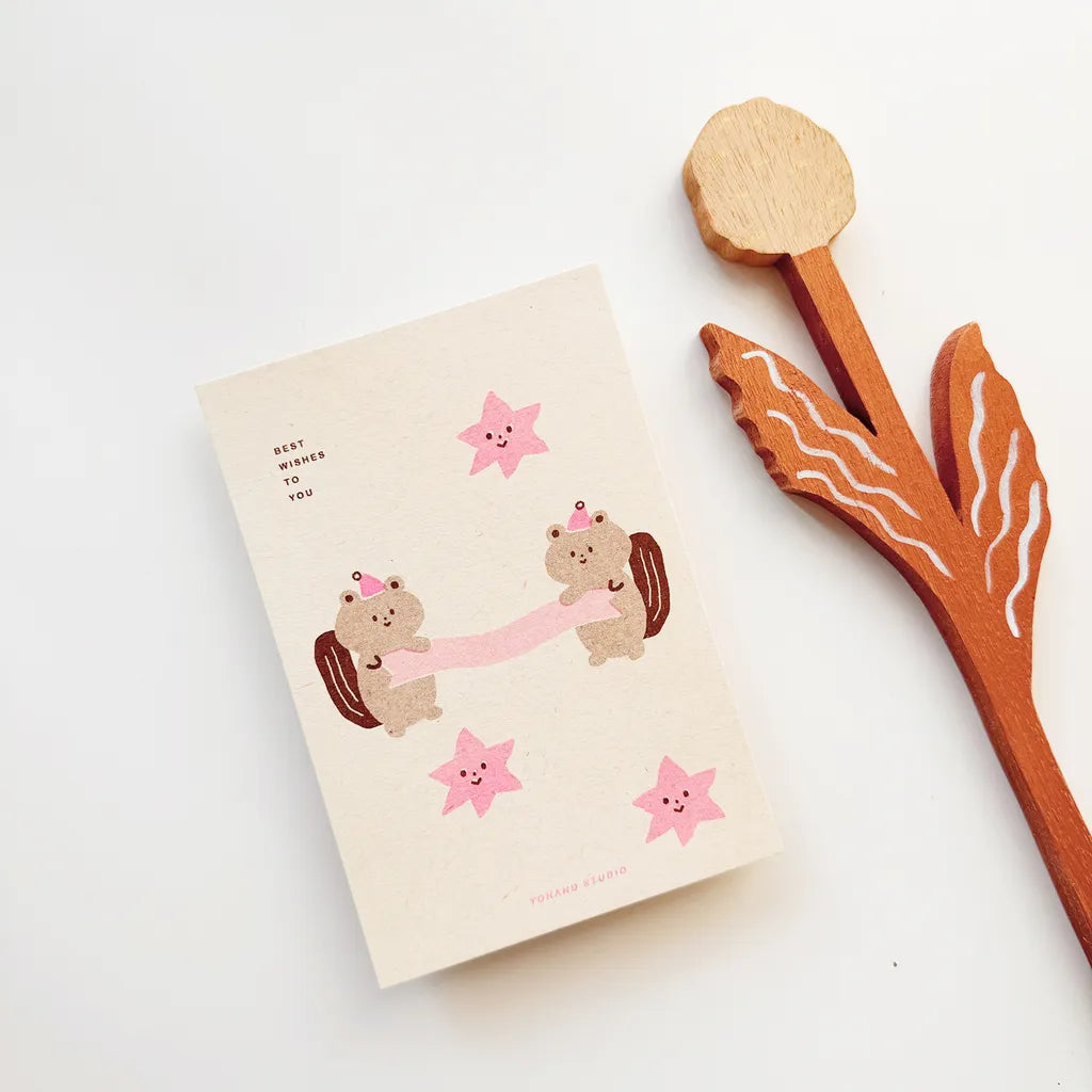 Yohand Studio - Risograph Postcard - Squirrels Blessings