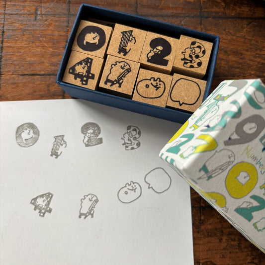 Spica Garden Wood Stamp Set - muu-chan Series - Numbers 0-4