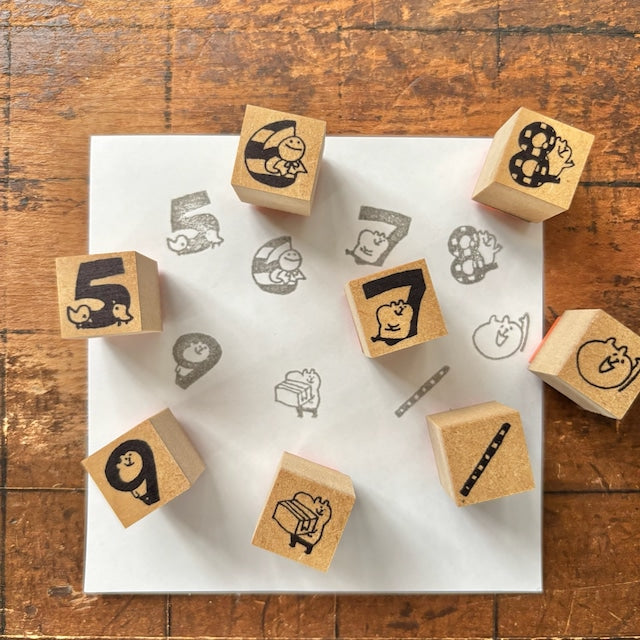 Spica Garden Wood Stamp Set - muu-chan Series - Numbers 5-9