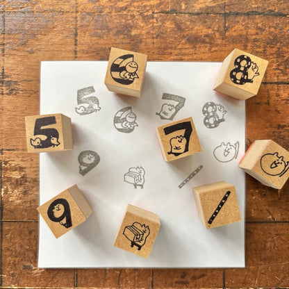 Spica Garden Wood Stamp Set - muu-chan Series - Numbers 5-9