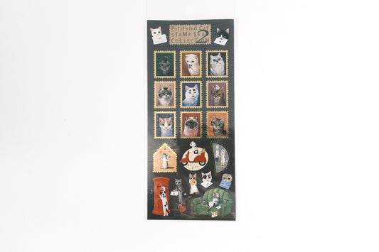 Pottering Cat Sticker Sheet - Stamp Style 2