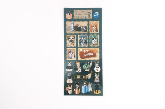 Pottering Cat Sticker Sheet - Stamp Style 3