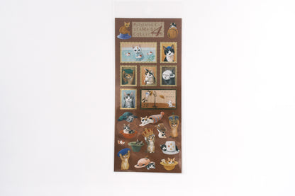 Pottering Cat Sticker Sheet - Stamp Style 4